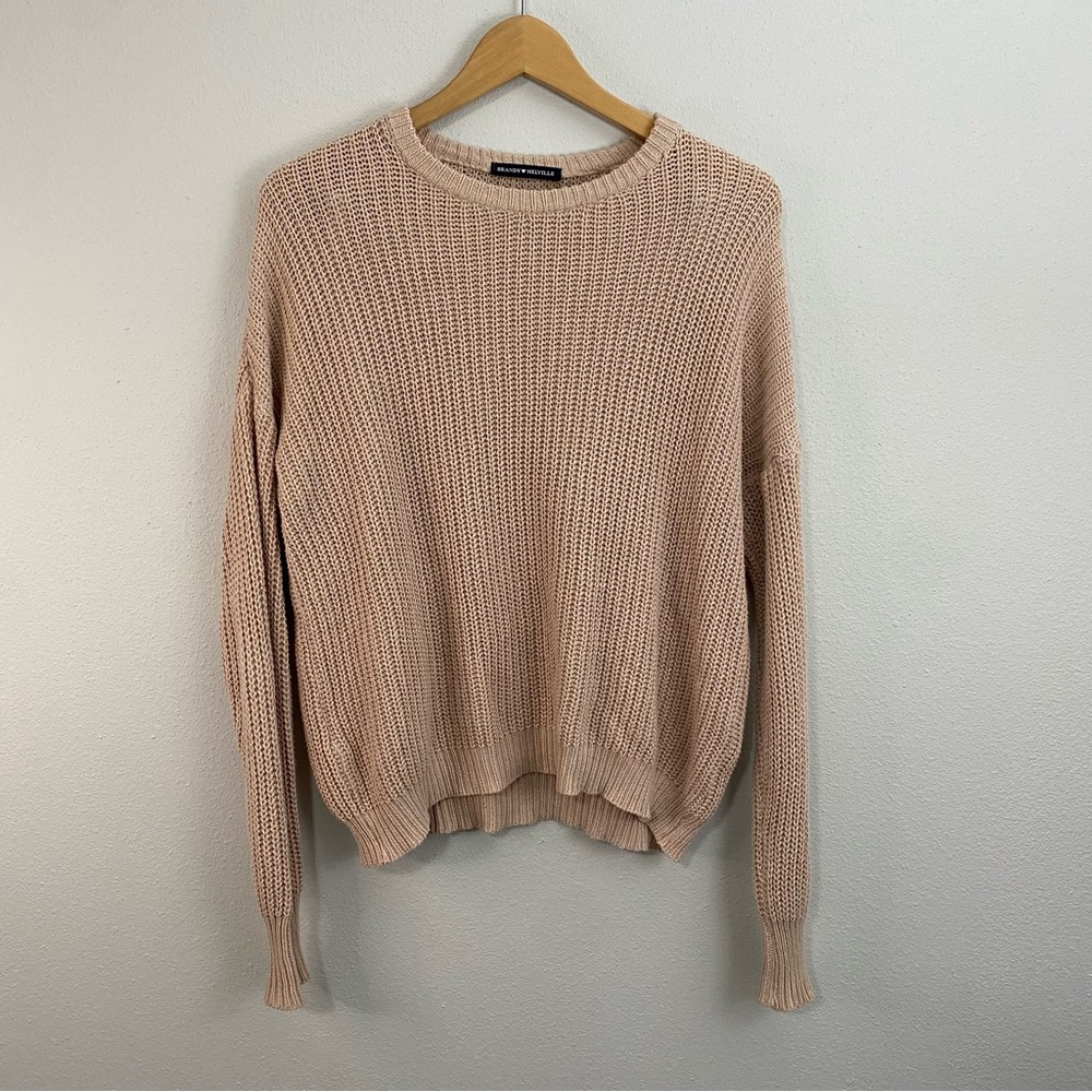 Brandy Melville Pink Knit Crewneck Sweater